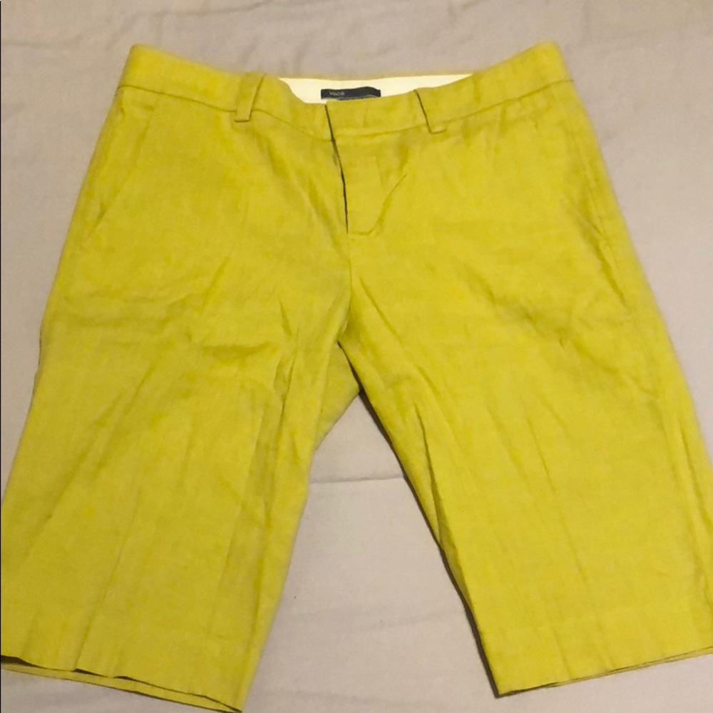 Green linen crop pant
